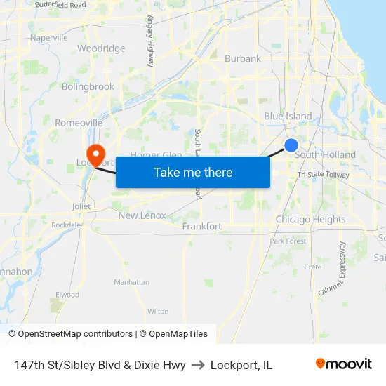 147th St/Sibley Blvd & Dixie Hwy to Lockport, IL map
