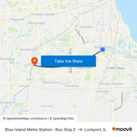 Blue Island Metra Station - Bus Stop E to Lockport, IL map