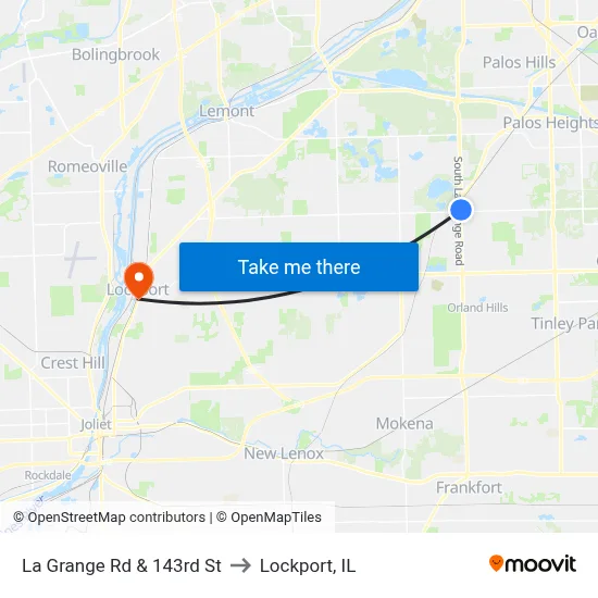 La Grange Rd & 143rd St to Lockport, IL map