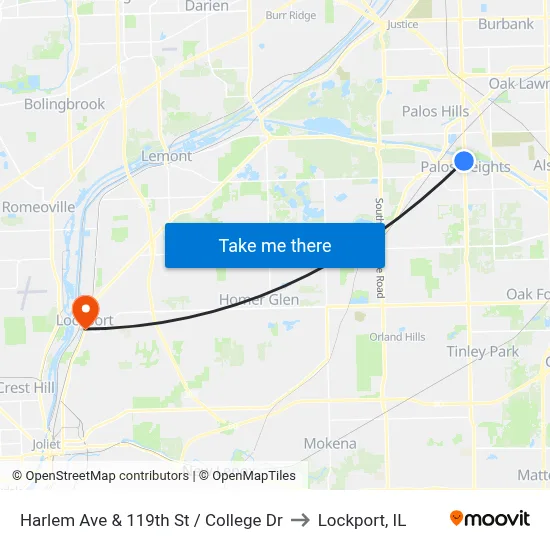 Harlem Ave & 119th St / College Dr to Lockport, IL map