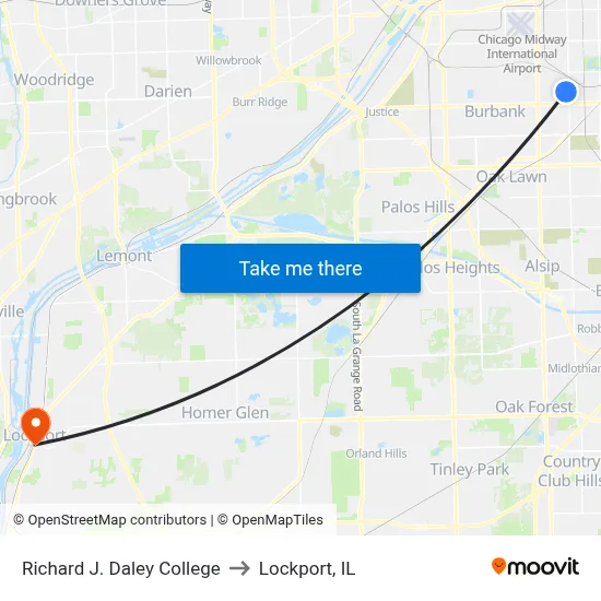 Richard J. Daley College to Lockport, IL map