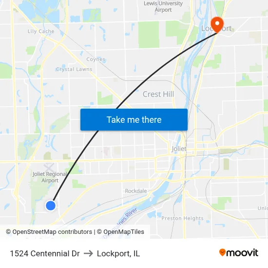 1524 Centennial Dr to Lockport, IL map
