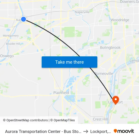 Aurora Transportation Center - Bus Stop A to Lockport, IL map