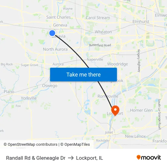 Randall Rd & Gleneagle Dr to Lockport, IL map