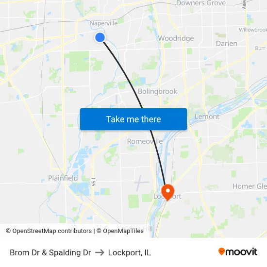 Brom Dr & Spalding Dr to Lockport, IL map