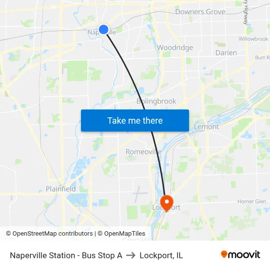 Naperville Station - Bus Stop A to Lockport, IL map
