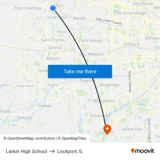 Larkin High School to Lockport, IL map