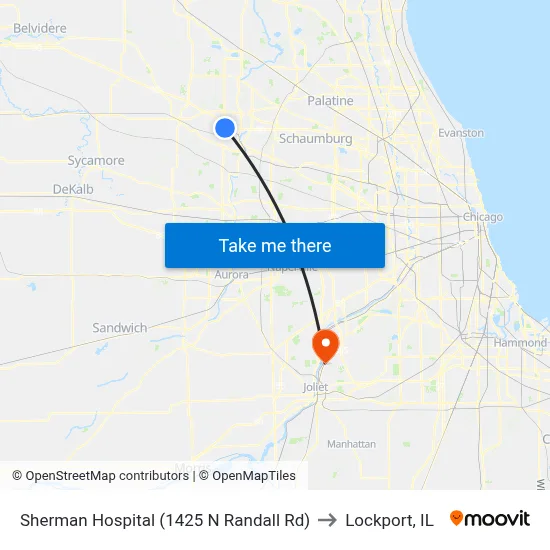 Sherman Hospital (1425 N Randall Rd) to Lockport, IL map