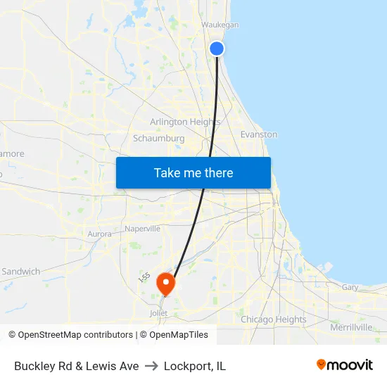 Buckley Rd & Lewis Ave to Lockport, IL map