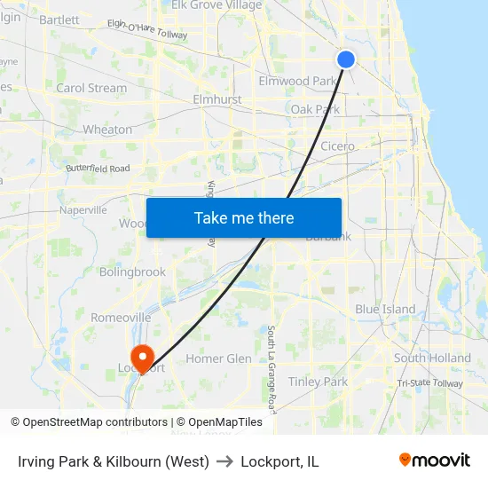 Irving Park & Kilbourn (West) to Lockport, IL map
