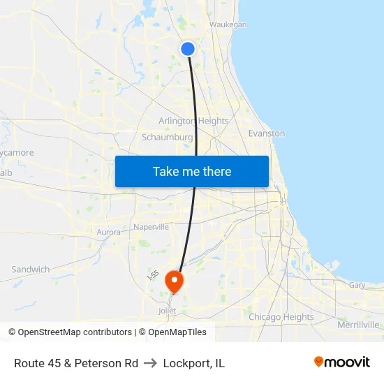 Route 45 & Peterson Rd to Lockport, IL map