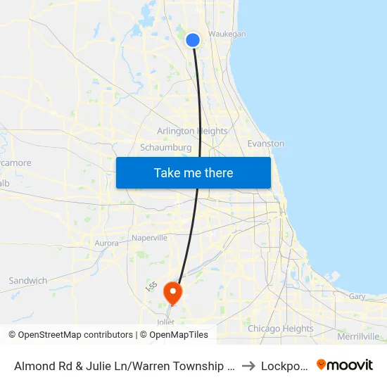 Almond Rd & Julie Ln/Warren Township High School to Lockport, IL map