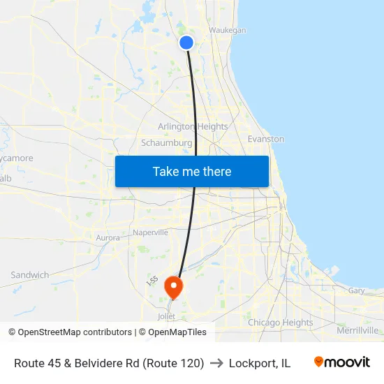 Route 45 & Belvidere Rd (Route 120) to Lockport, IL map