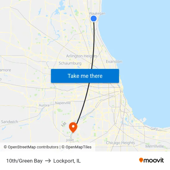 10th/Green Bay to Lockport, IL map