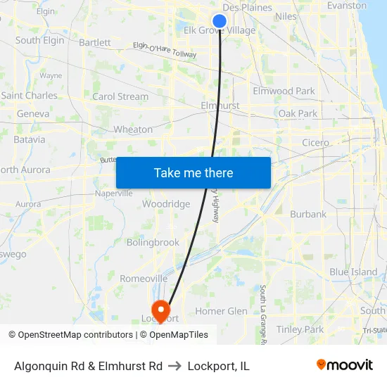 Algonquin Rd & Elmhurst Rd to Lockport, IL map