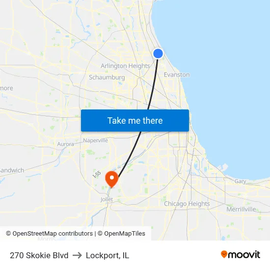270 Skokie Blvd to Lockport, IL map