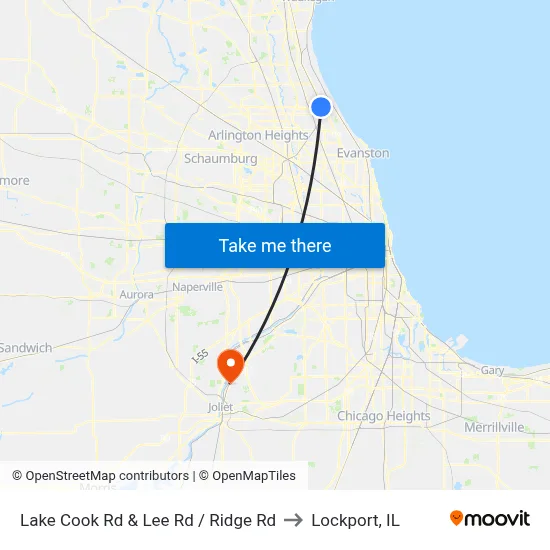 Lake Cook Rd & Lee Rd / Ridge Rd to Lockport, IL map