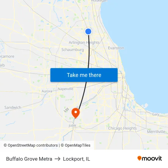 Buffalo Grove Metra to Lockport, IL map