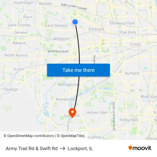 Army Trail Rd & Swift Rd to Lockport, IL map