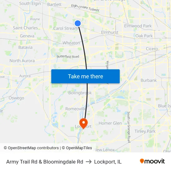 Army Trail Rd & Bloomingdale Rd to Lockport, IL map