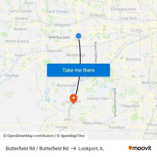 Butterfield Rd / Butterfield Rd to Lockport, IL map