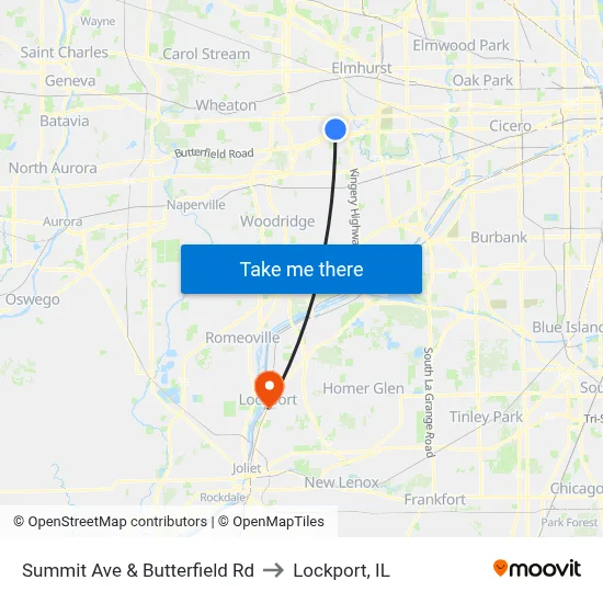 Summit Ave & Butterfield Rd to Lockport, IL map