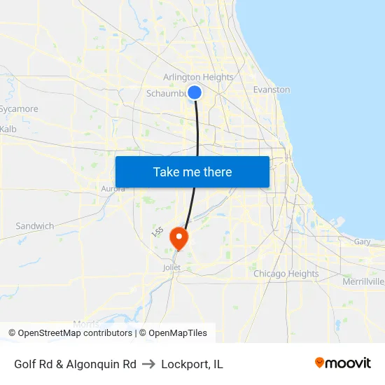 Golf Rd & Algonquin Rd to Lockport, IL map