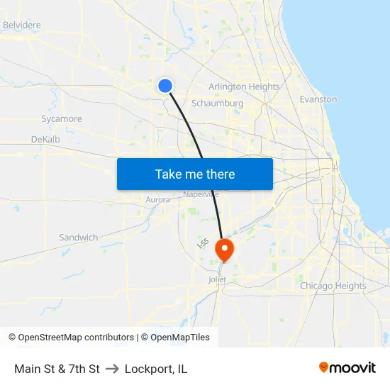 Main St & 7th St to Lockport, IL map