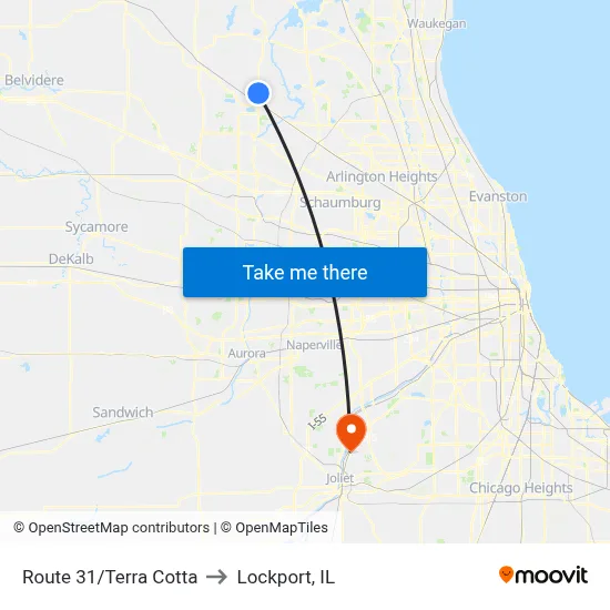 Route 31/Terra Cotta to Lockport, IL map
