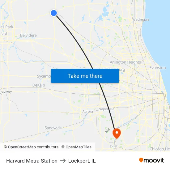 Harvard Metra Station to Lockport, IL map
