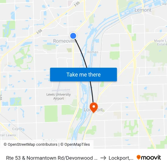 Rte 53 & Normantown Rd/Devonwood Ave to Lockport, IL map