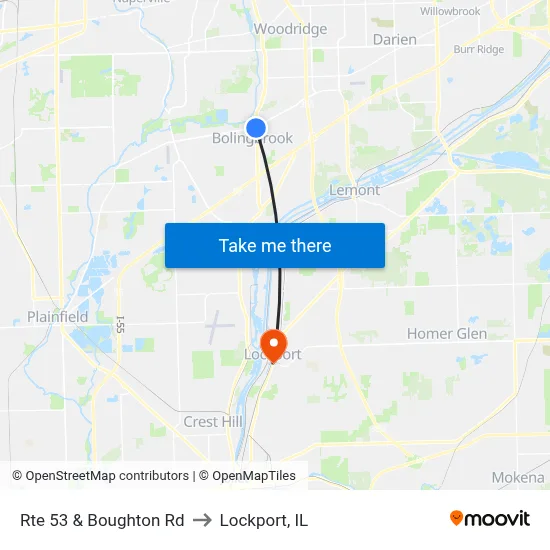 Rte 53 & Boughton Rd to Lockport, IL map
