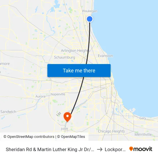Sheridan Rd & Martin Luther King Jr Dr/22nd St to Lockport, IL map