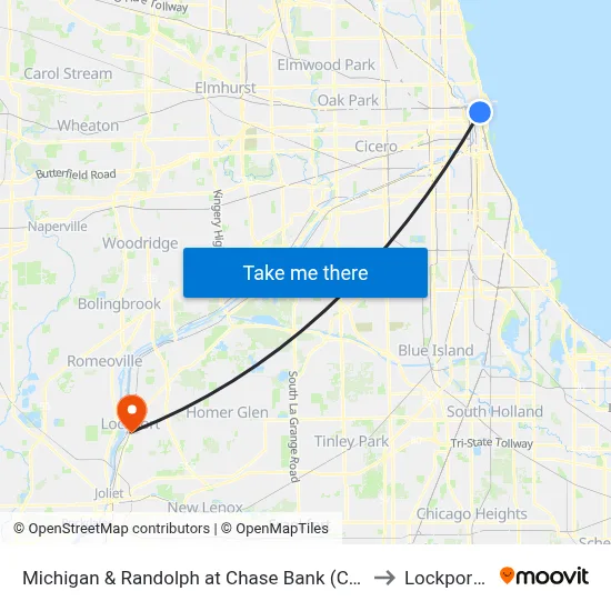 Michigan & Randolph at Chase Bank (Chicago) to Lockport, IL map