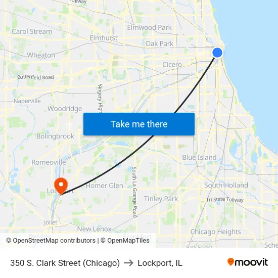 350 S. Clark Street (Chicago) to Lockport, IL map