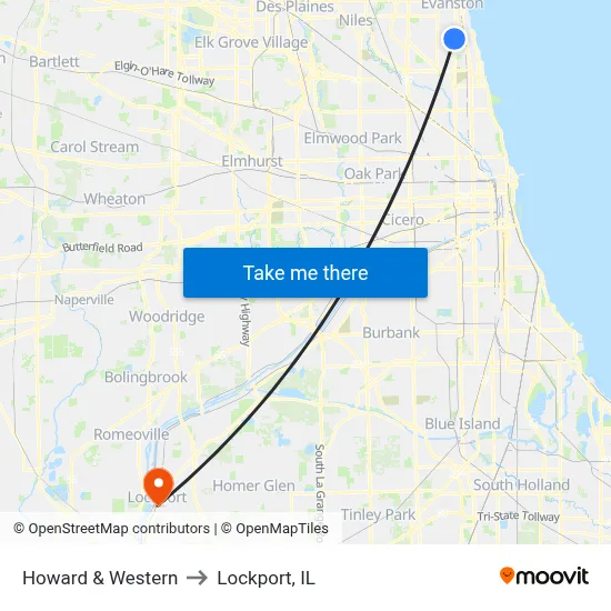Howard & Western to Lockport, IL map