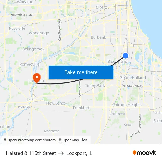 Halsted & 115th Street to Lockport, IL map