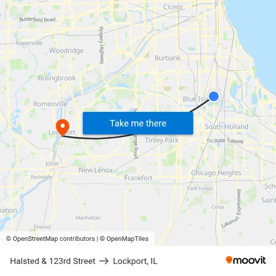 Halsted & 123rd Street to Lockport, IL map