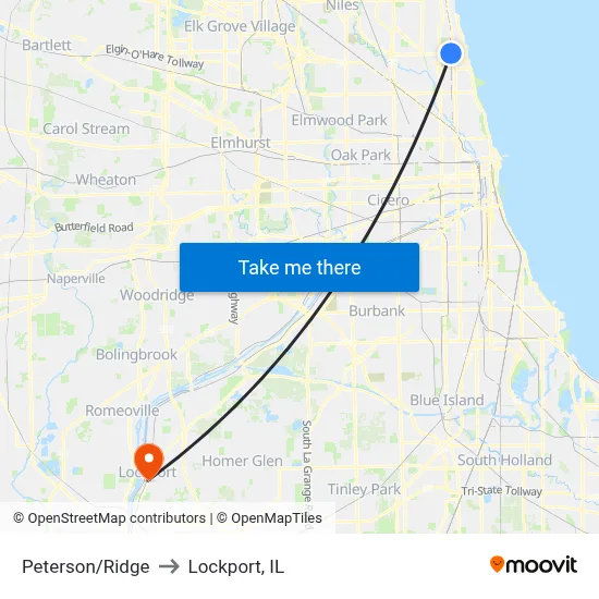 Peterson/Ridge to Lockport, IL map