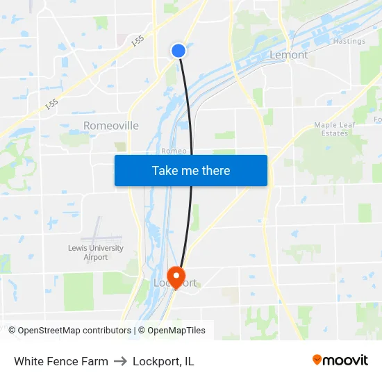 White Fence Farm to Lockport, IL map