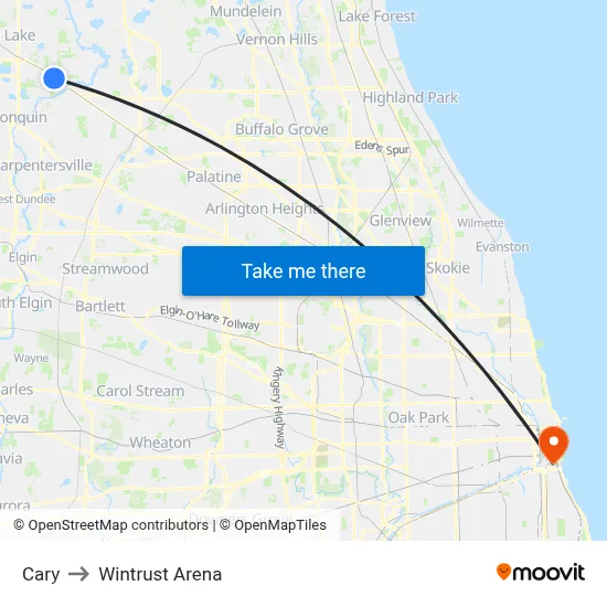 Cary to Wintrust Arena map