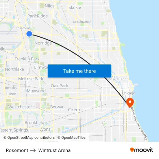 Rosemont to Wintrust Arena map