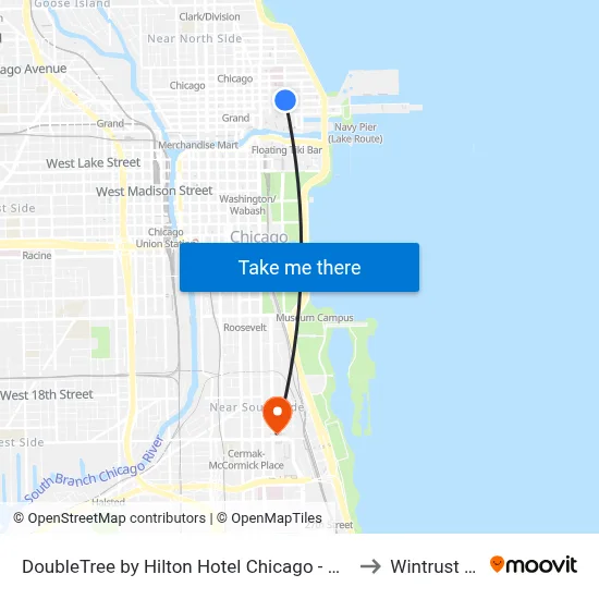 DoubleTree by Hilton Hotel Chicago - Magnificent Mile to Wintrust Arena map