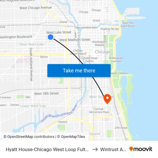 Hyatt House-Chicago West Loop Fulton Market to Wintrust Arena map