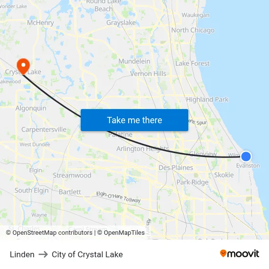 Linden to City of Crystal Lake map