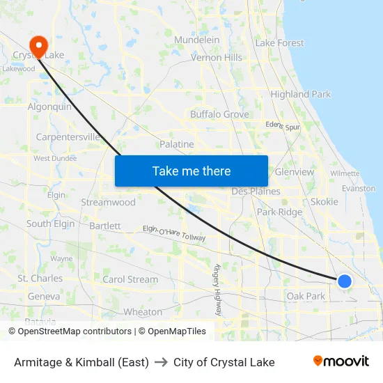 Armitage & Kimball (East) to City of Crystal Lake map