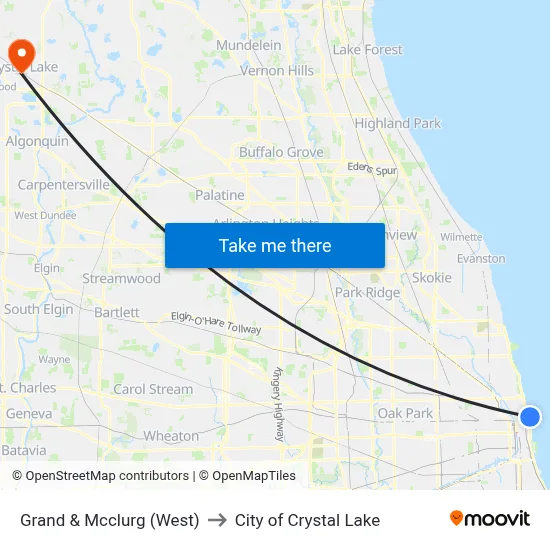 Grand & Mcclurg (West) to City of Crystal Lake map