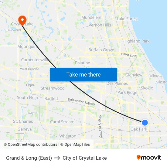 Grand & Long (East) to City of Crystal Lake map