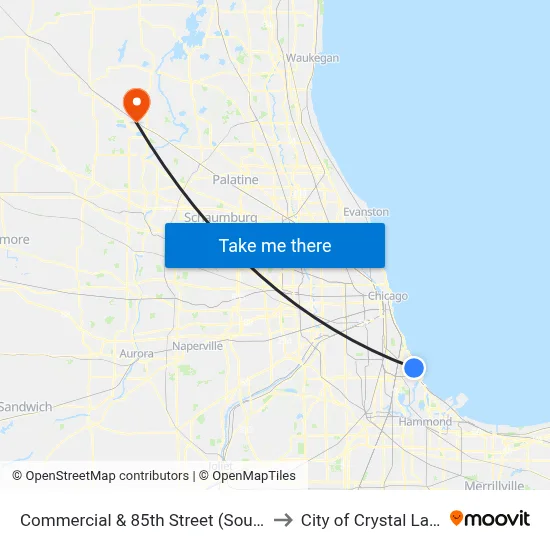 Commercial & 85th Street (South) to City of Crystal Lake map