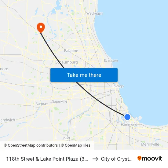 118th Street & Lake Point Plaza (3600 E) (West) to City of Crystal Lake map